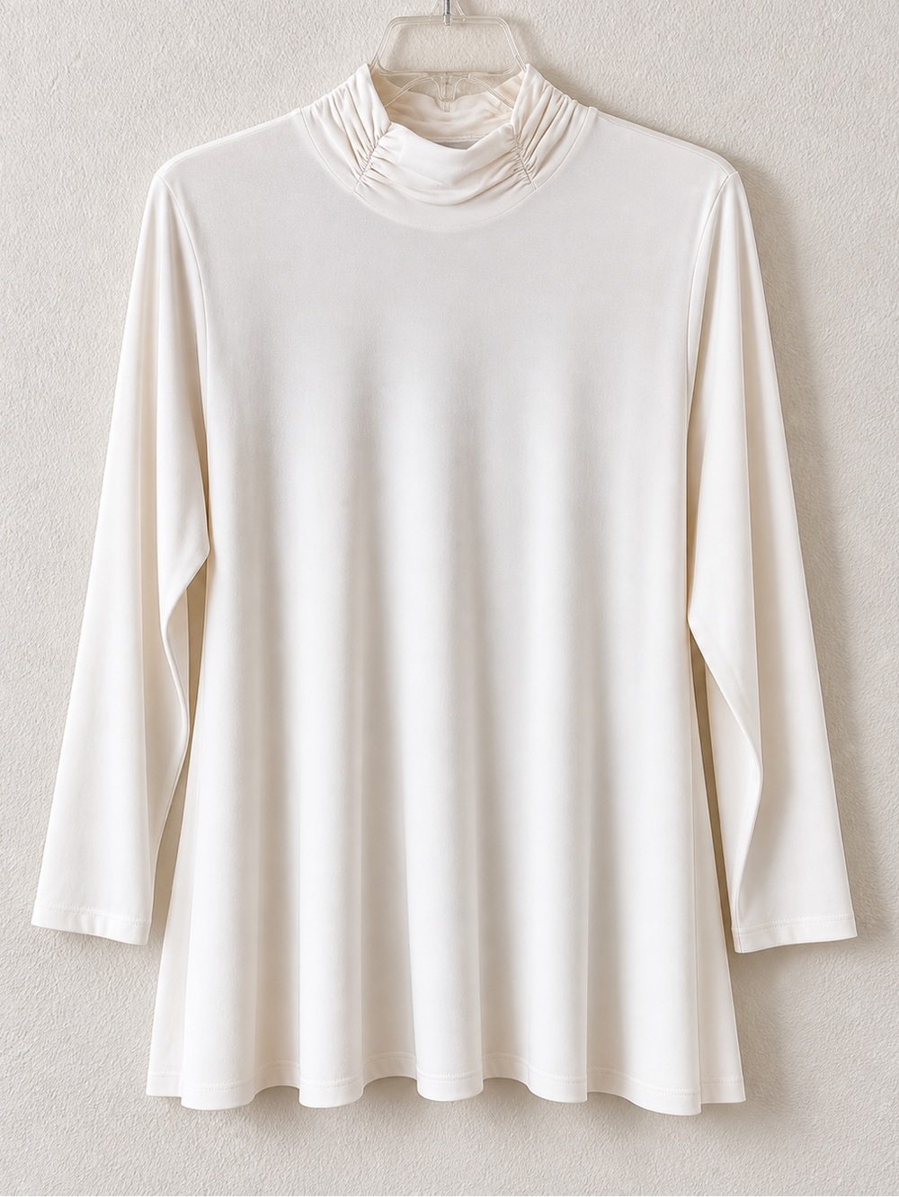 SUSAN GRAVER Modern Essentials Liquid Knit A-Line Tunic Top 2X Mock Neck Ivory